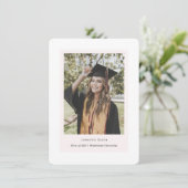 Minimalistische eenvoudige chique foto's afstudere aankondiging (Staand voorkant)