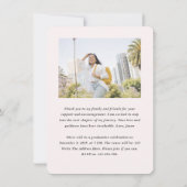 Minimalistische eenvoudige chique foto's afstudere aankondiging (Achterkant)