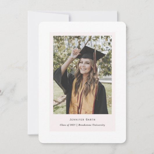 Minimalistische eenvoudige chique foto's afstudere aankondiging (Voorkant)