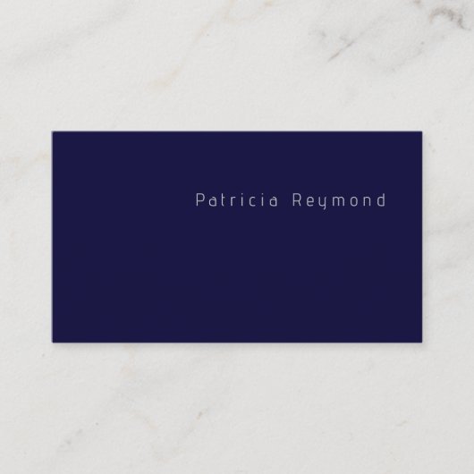 Minimalistische eenvoudige diepblauwe Contact Kaar Contactkaartje (Voorkant)