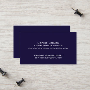 Minimalistische Eenvoudige Donkerblauwe Profession Contactkaartje