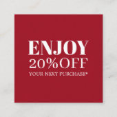 Minimalistische eenvoudige donkerrode witte coupon (Voorkant)