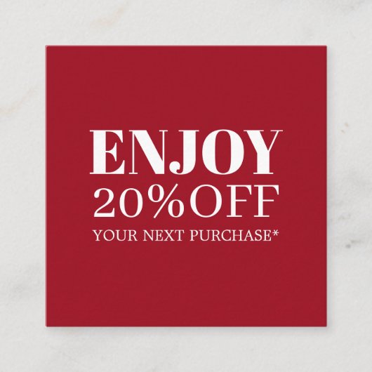 Minimalistische eenvoudige donkerrode witte coupon (Voorkant)