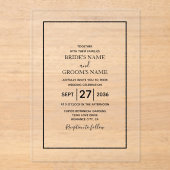 Minimalistische Eenvoudige Duidelijke Huwelijksuit Acryl Uitnodigingen (Voorkant)