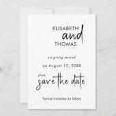 Minimalistische eenvoudige elegante bewaar de datu save the date (Voorkant)