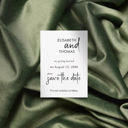 Minimalistische eenvoudige elegante bewaar de datu save the date