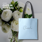Minimalistische eenvoudige elegante blauwe scriptn tote bag