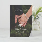 Minimalistische eenvoudige elegante foto bruiloft save the date (Staand voorkant)