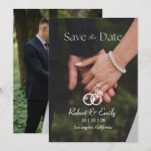 Minimalistische eenvoudige elegante foto bruiloft save the date (Voorkant / Achterkant)