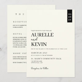 Minimalistische Eenvoudige Elegante Ivoren QR Code Kaart