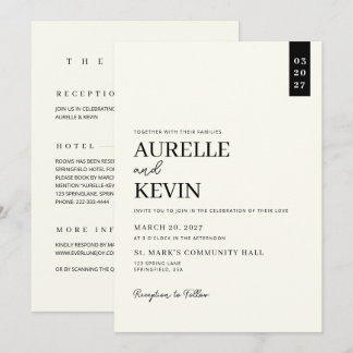 Minimalistische Eenvoudige Elegante Ivoren QR Code Kaart