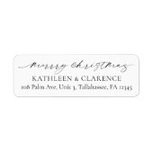 Minimalistische eenvoudige elegante kerst retour a etiket (Voorkant)