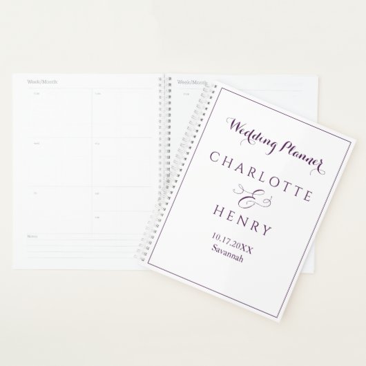Minimalistische eenvoudige elegante Paarse bruilof Planner (Display)
