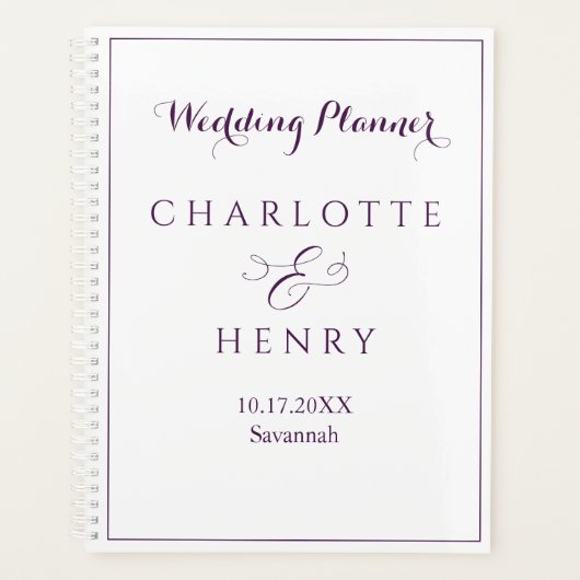 Minimalistische eenvoudige elegante Paarse bruilof Planner (Voorkant)