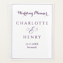 Minimalistische Eenvoudige Elegante Paarse Trouw  Planner