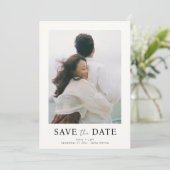 Minimalistische eenvoudige elegante tekst en foto  save the date (Staand voorkant)