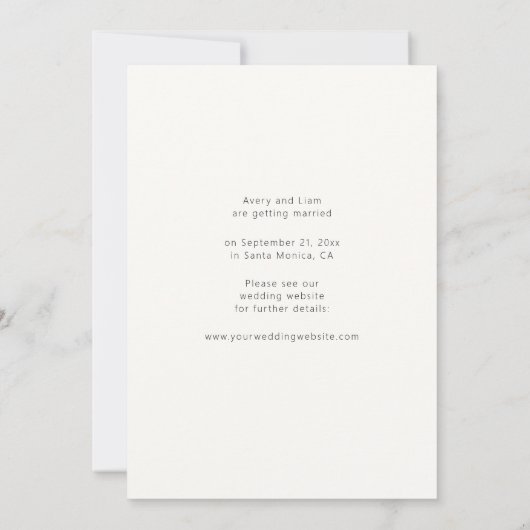 Minimalistische eenvoudige elegante tekst en foto  save the date (Achterkant)