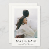 Minimalistische eenvoudige elegante tekst en foto  save the date (Voorkant / Achterkant)