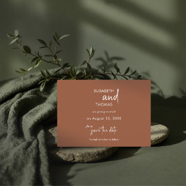 Minimalistische eenvoudige elegante terracotta save the date