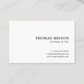 Minimalistische Eenvoudige Elegante Witte Advocaat Visitekaartje (Voorkant)