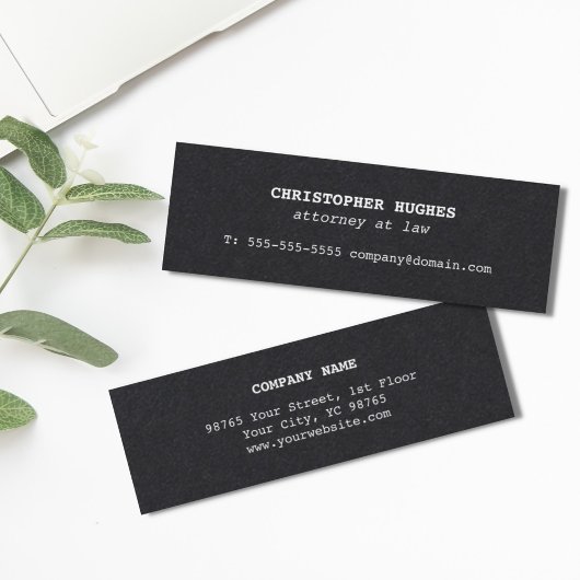 Minimalistische eenvoudige elegante zwart wit advo mini visitekaartje