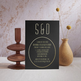 Minimalistische eenvoudige elegante zwarte bruilof folie uitnodiging