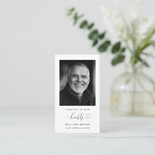 Minimalistische Eenvoudige Foto Begrafenisgebed Ka Visitekaartje (Staand voorkant)