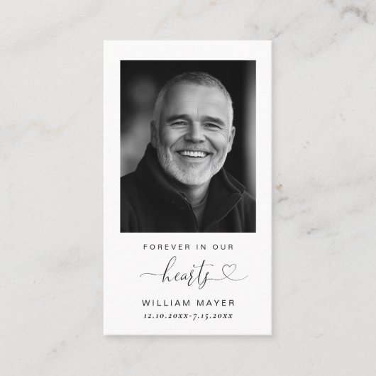 Minimalistische Eenvoudige Foto Begrafenisgebed Ka Visitekaartje (Voorkant)