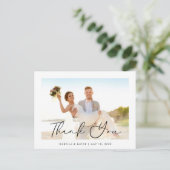 Minimalistische eenvoudige foto bruiloft dank u briefkaart (Staand voorkant)