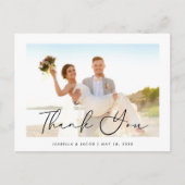 Minimalistische eenvoudige foto bruiloft dank u briefkaart (Voorkant)