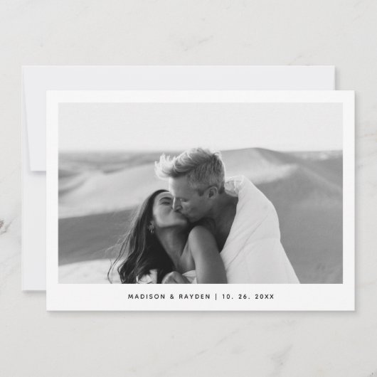 Minimalistische eenvoudige foto QR code bruiloft Bedankkaart (Voorkant)