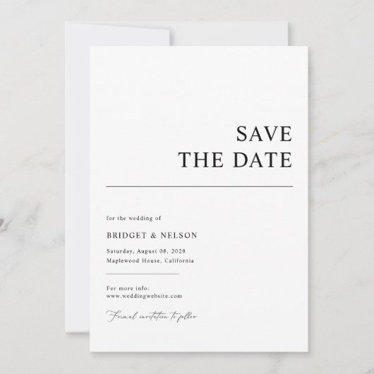Minimalistische Eenvoudige Fotobruiloft Sla de Dat Save The Date (Voorkant)