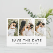 Minimalistische eenvoudige fotocollage moderne bru save the date (Staand voorkant)