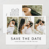Minimalistische eenvoudige fotocollage moderne bru save the date (Voorkant / Achterkant)
