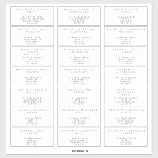 Minimalistische eenvoudige gast Adresetiketten Sticker (Vel)