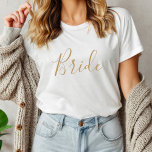 Minimalistische Eenvoudige Gouden Bachelorette Par<br><div class="desc">Dit minimalistische eenvoudige gouden vrijgezellenfeest bruid tri-blend shirt is ideaal voor een eenvoudige huwelijksdouche. Het moderne romantische ontwerp is voorzien van een klassieke gouden en witte typografie in combinatie met een rustieke maar toch elegante kalligrafie met een , handgeschreven stijl. in elke kleur. Houd het ontwerp eenvoudig en elegant, zoals...</div>