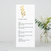 Minimalistische eenvoudige gouden blad bruiloft menu (Staand voorkant)