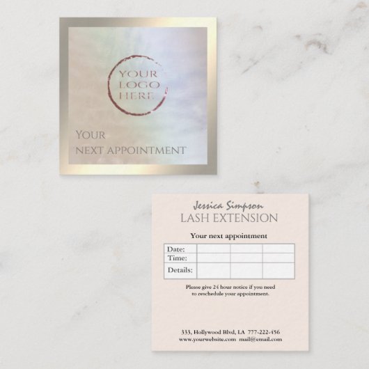 Minimalistische eenvoudige gouden folie holografis afsprakenkaartje (Voorkant / Achterkant)