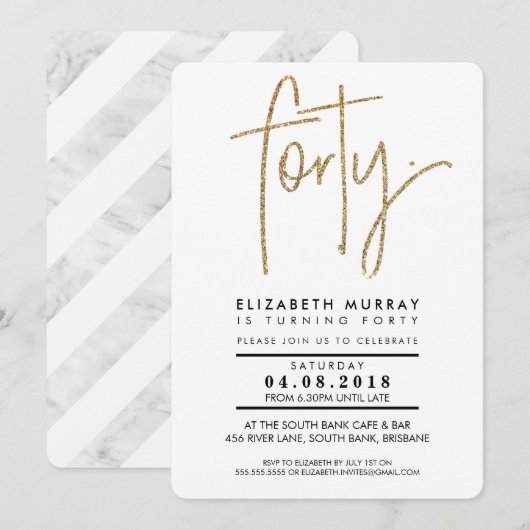 MINIMALISTISCHE eenvoudige gouden glitter 40e VEER Kaart (Voorkant / Achterkant)