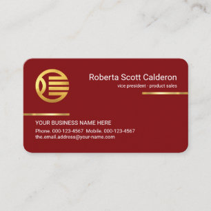 Minimalistische Eenvoudige Gouden Lijnen Op Rood L Visitekaartje