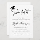 Minimalistische Eenvoudige Graduparty Kaart (Voorkant / Achterkant)