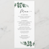 Minimalistische Eenvoudige Groene Blad Bruiloftsme Menu (Voorkant)
