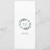 Minimalistische Eenvoudige Groene Blad Bruiloftsme Menu (Achterkant)