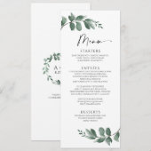 Minimalistische Eenvoudige Groene Blad Bruiloftsme Menu (Voorkant / Achterkant)