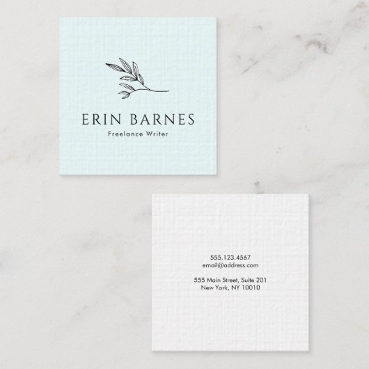 Minimalistische eenvoudige handgetekende boomtak vierkante visitekaartje (Voorkant / Achterkant)