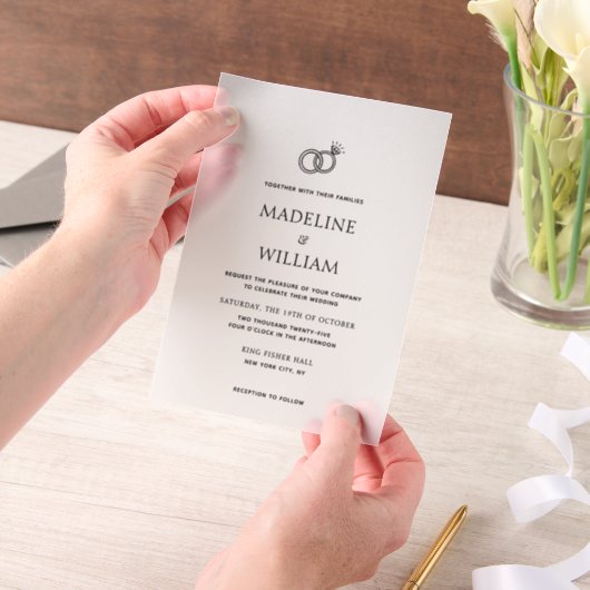 Minimalistische Eenvoudige Handgetekende Ringen Hu Vellum Uitnodigingen (Draagbaar)