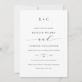 Minimalistische Eenvoudige Hart Monogram Romantisc Kaart