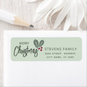 Minimalistische eenvoudige hulst Vrolijk Kerstfees Etiket (Insitu)