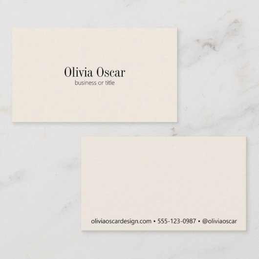 Minimalistische eenvoudige Ivory Cream Clean Job T Visitekaartje (Voorkant / Achterkant)