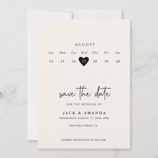 Minimalistische Eenvoudige Kalender Trouwen save t Save The Date (Voorkant)